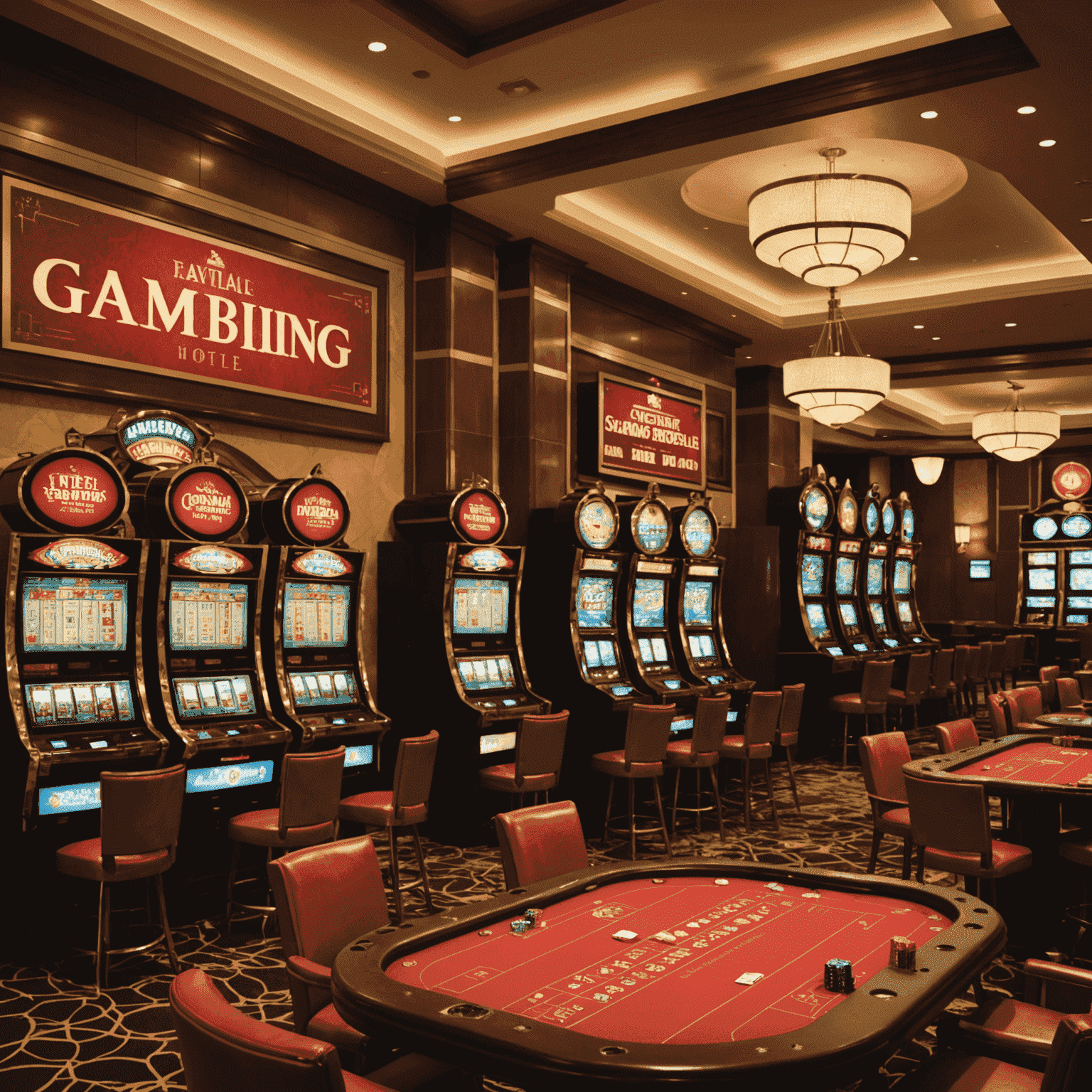 A luxurious Indian casino hotel interior with responsible gambling signage prominently displayed