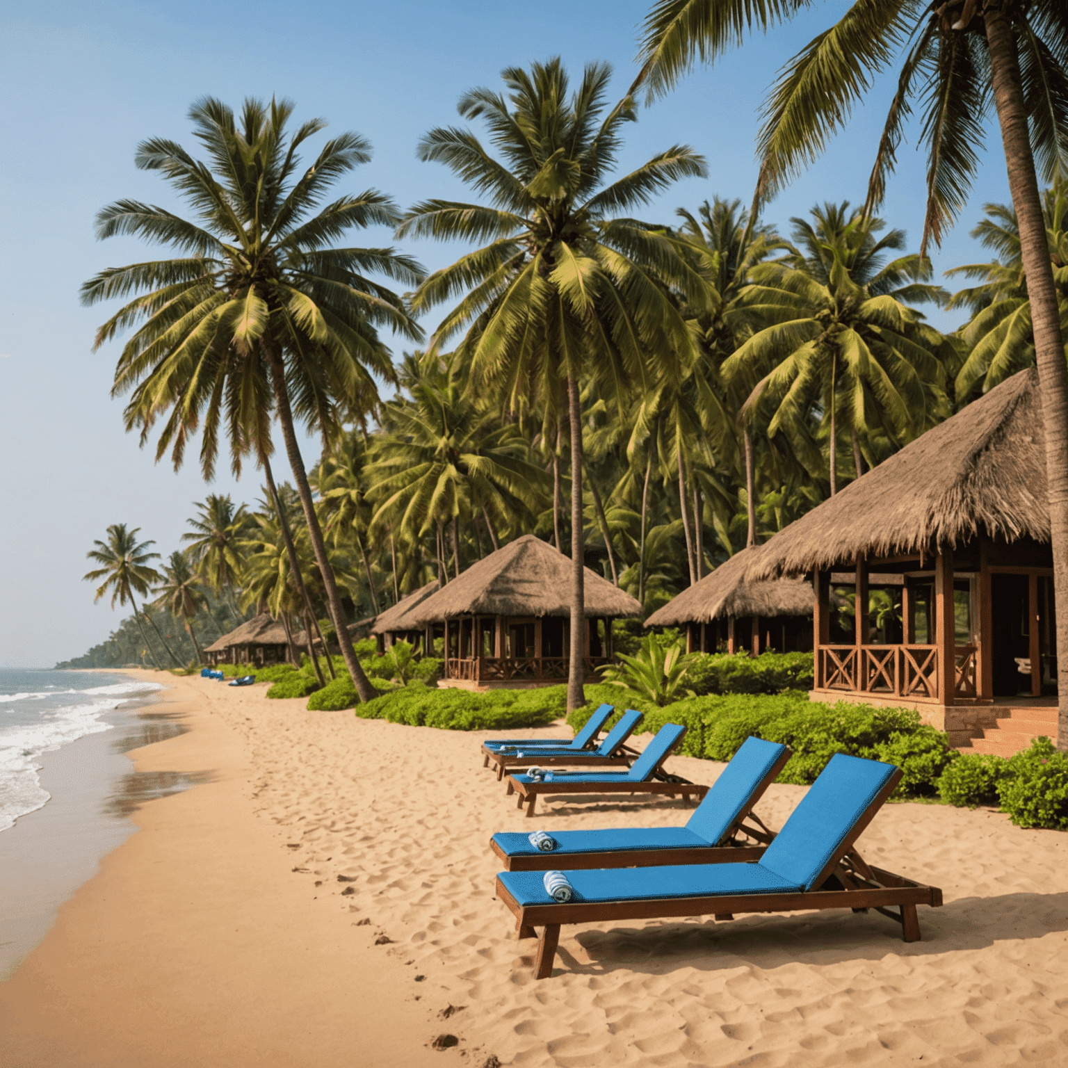 Taj Holiday Village Resort & Spa's beachfront location with traditional Goan-style cottages nestled among palm trees